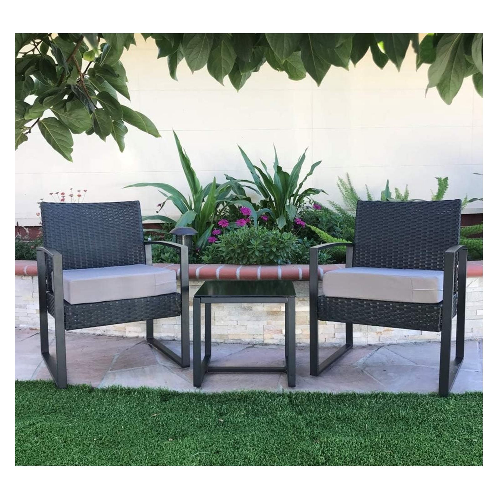 LXKJ Indoor Outdoor Water High UV Resistant Patio Chair Cushion Cover (Timeless Taupe, 22"x22"x4" (4 Covers))