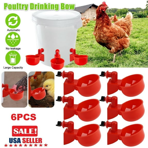 6Pcs Chicken Water Cups Chicken Watering Cup Chicken Water Feeder Thread Automatic Filling Waterer Poultry Drinking Bowl Chicken Feeder Cup for Chicken Duck Bunny