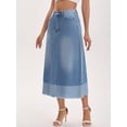 thumbnail image 2 of DARING DIVA Women's Denim Maxi Contrast Panel A Line Long Jean Skirts X-Large Light Blue, 2 of 7
