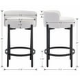 thumbnail image 3 of Guyou 26" Modern Bar Stool Set of 2, PU Round Kitchen Stool with Metal Legs, Upholstered Counter Height Stools for Kitchen Islands Dining Room Bar, White, 3 of 7
