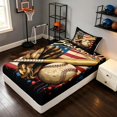thumbnail image 2 of Manfei Baseball Twin Fitted Sheet, Sport Gamer Bedding, Red Blue Black 2-Piece, 1 Fitted Sheet and 1 Pillowcase, 2 of 6