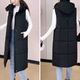 thumbnail image 3 of FNFHFY Womens Long Puffer Vest Lightweight Padded Sleeveless Jackets Hooded Ankle Length Winter Parka Solid Winter Waistcoat Outwear, 3 of 5