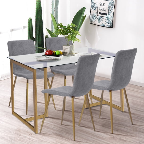 FurnitureR Modern Dining Chair (Set of 4) Stylish Fabric Upholstered
