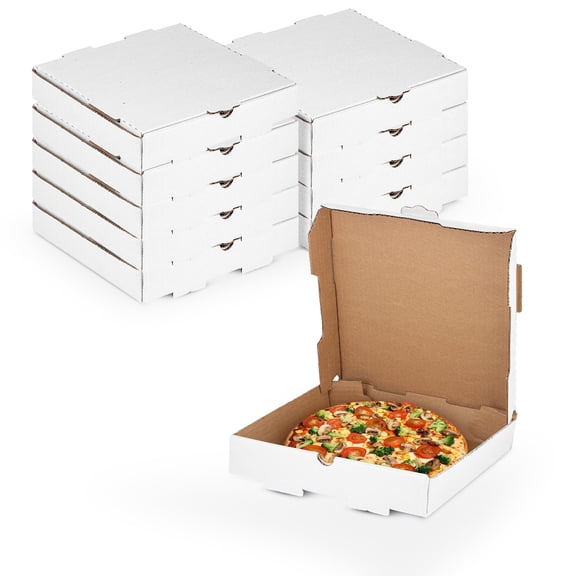 MT Products 7 x 7 x 1.75 White Pizza Boxes (10 Pack) - Sturdy B-Flute Corrugated Cardboard Personal Pizza Box - Small Bakery Boxes for Cookies, Mini Pies & Charcuterie - Made in USA
