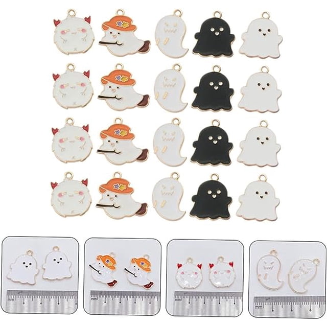 50 piezas de cuentas para hacer joyas, dijes de fantasmas DIY, colgante de fantasma de Halloween, colgantes DIY, joyería, accesorios DIY, collar, colgantes, pendientes para 3d
