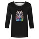 thumbnail image 4 of Mujeres 3/4 Manga Tops Impresión Casual Cuello Redondo Camiseta Top Blusa, Poliéster Toda la Temporada, 4 of 4