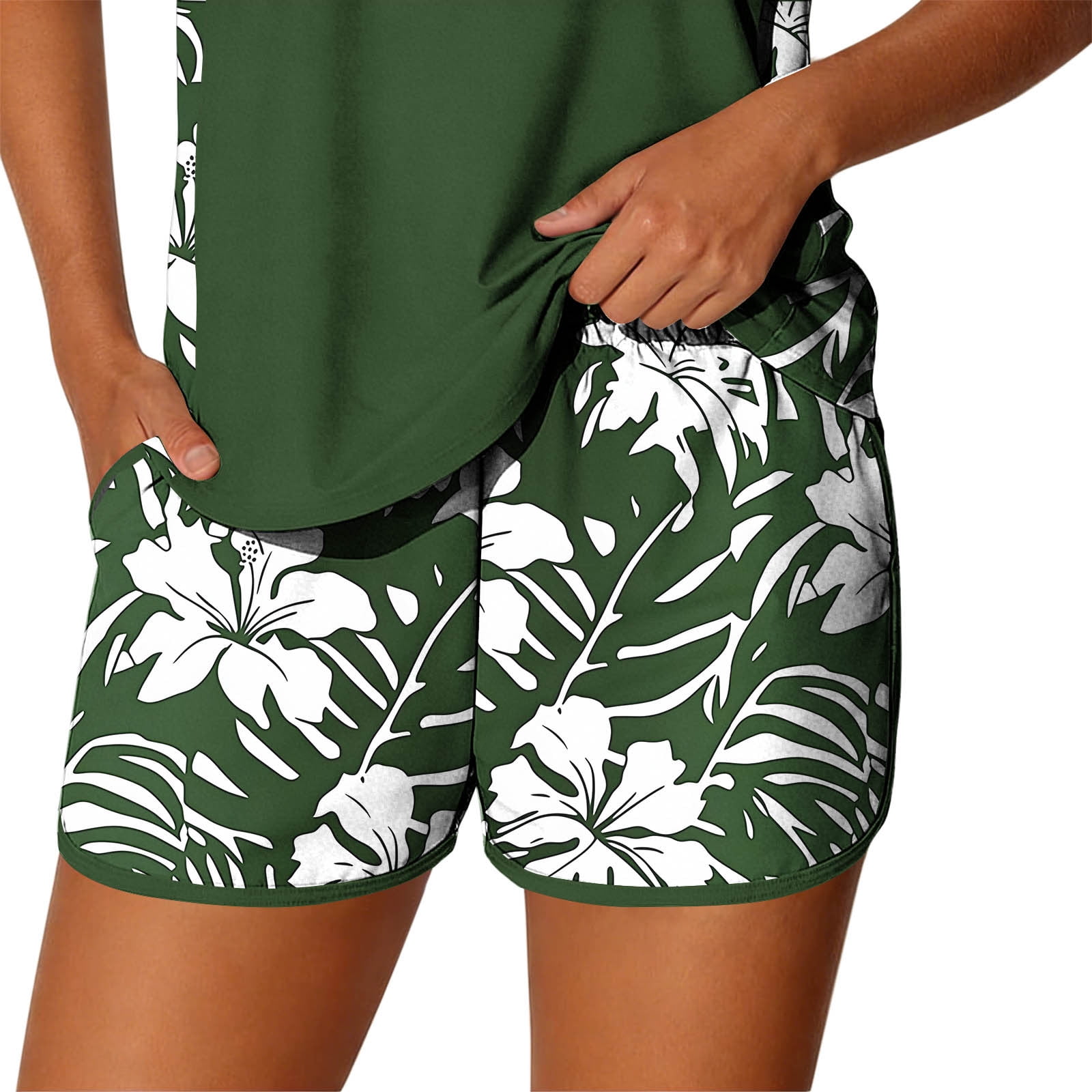 Fewfanhot Women's Tankini Swimsuits 2026 Tummy Control Two Piece Bathing Suits with Sporty Pockets Swim Shorts