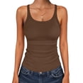 thumbnail image 3 of ANRABESS Women's Spaghetti Strap Ribbed Tank Top Sleeveless Camisole Tops Slim Fitted Scoop Neck Going Out Tops Basic Layering Shirts Summer Outfits Camel XL, 3 of 12