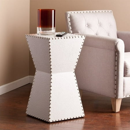 Southern Enterprises Warrington Faux Leather Accent End Table In Southern Enterprises Warrington Faux Leather Accent End Table In White