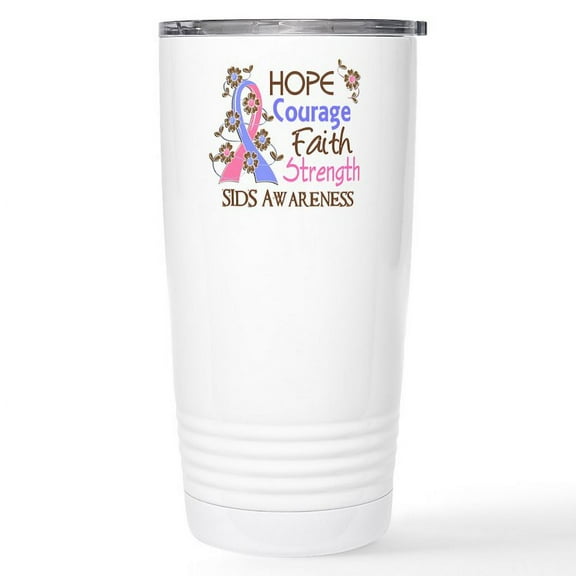 CafePress - Hope Courage Faith SIDS Shirts Stainless Steel Tra - Insulated Stainless Steel Travel Tumbler 20 oz.