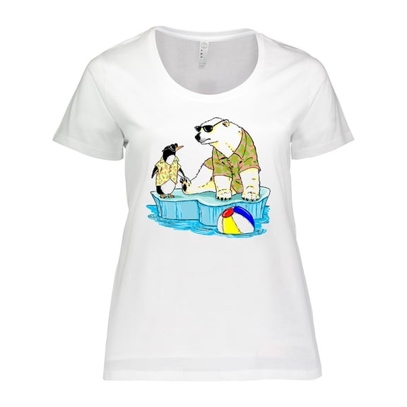 Inktastic Penguin and Polar Bear Iceberg Beach Bums Women's Plus Size T-Shirt