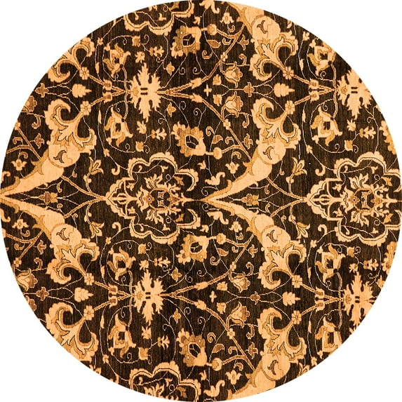 Ahgly Company Indoor Round Abstract Orange Modern Area Rugs, 5' Round