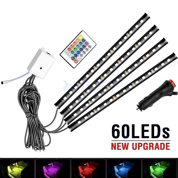 XUKEY 4X Car Interior LED Atmosphere Neon Lights Strip Lamp Wireless Remote Control Multi Color