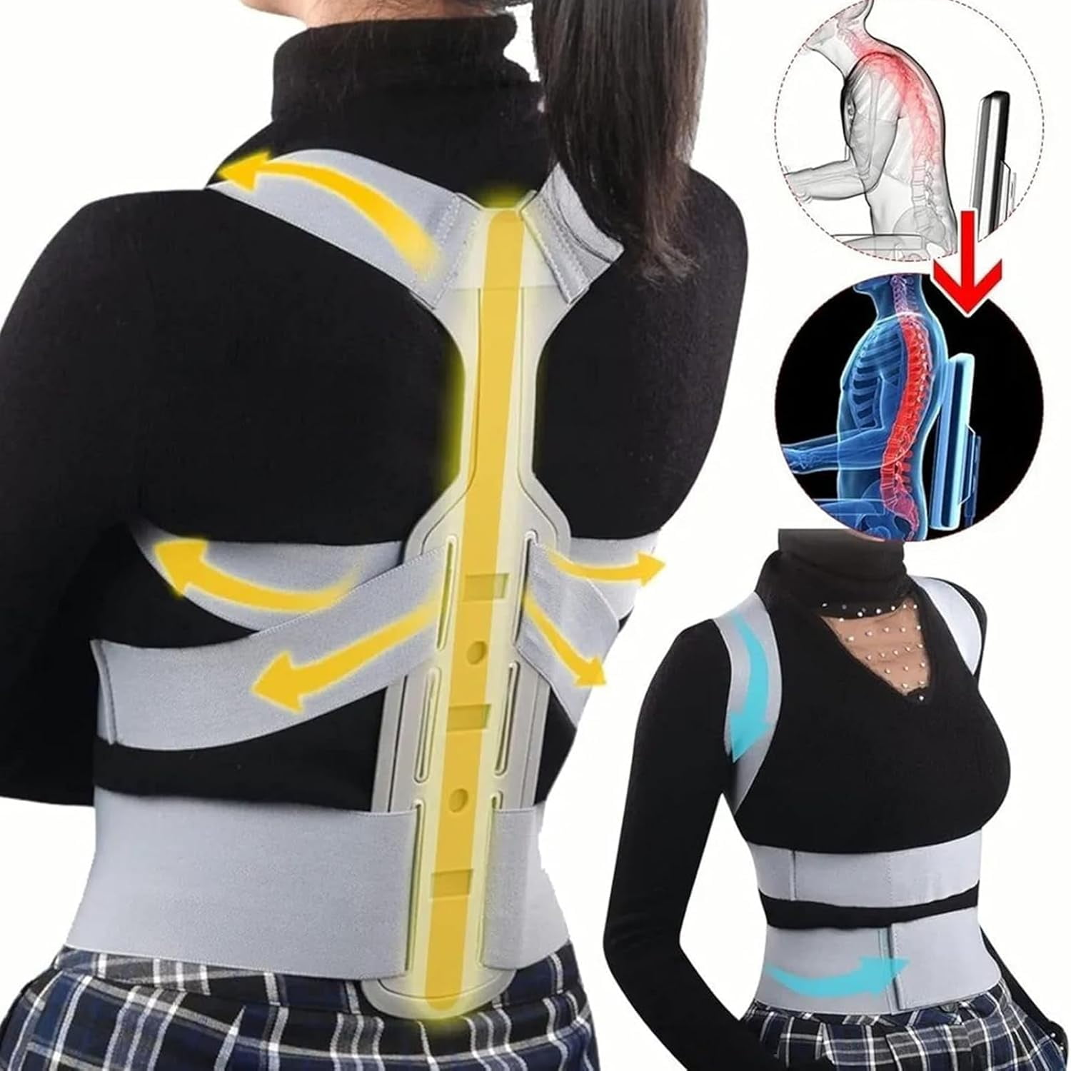 Invisible Back Posture Corrector, Scoliosis Back Brace Spine Belt, Shoulder Therapy Support, Adjustable MenWomen Poor Posture Correction Belt
