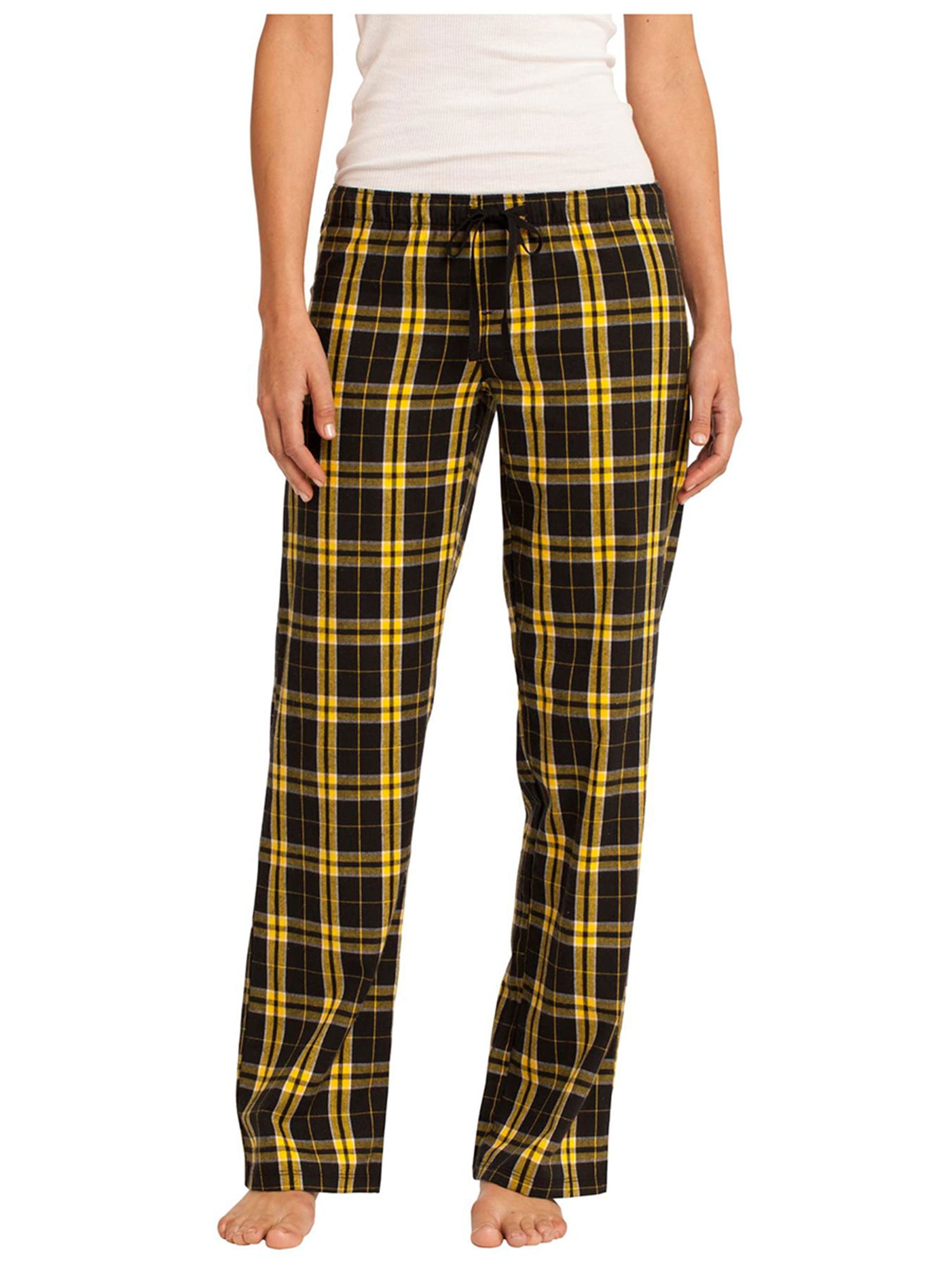 District Women's Elastic Waistband Flannel Plaid Pant
