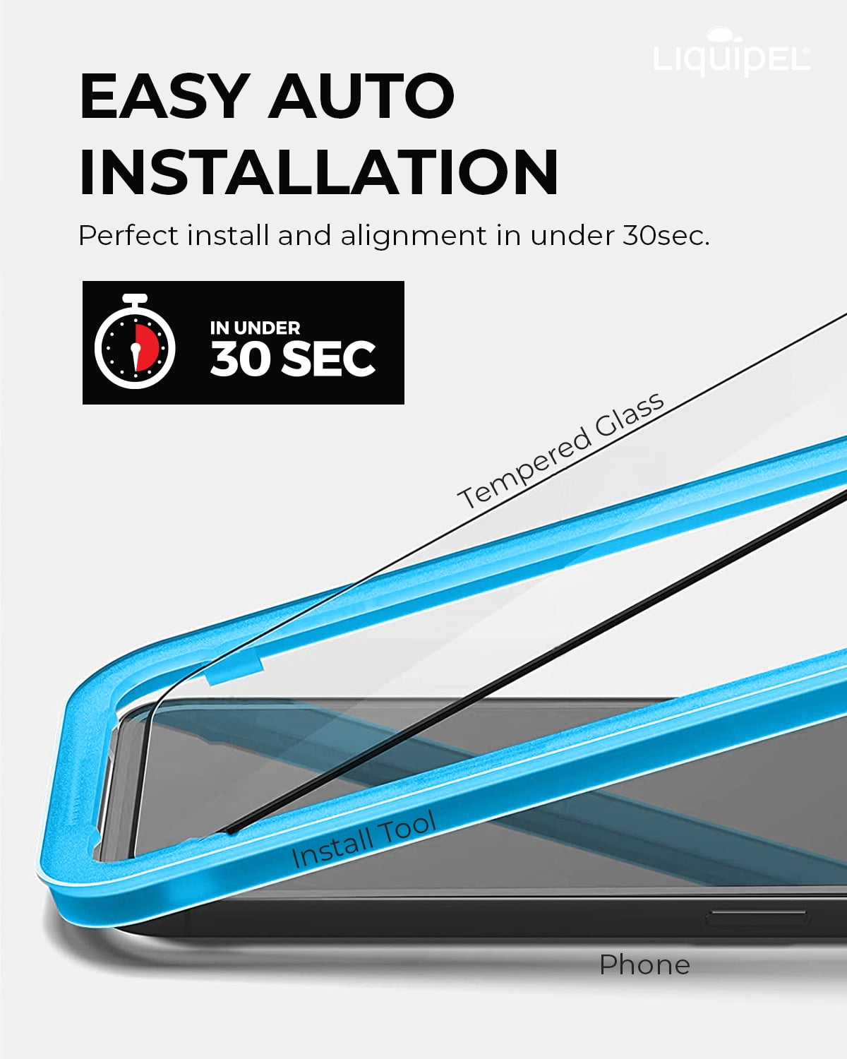Liquipel Safeguard Glass Screen Protection, iPhone 12 Mini, with Application Tray