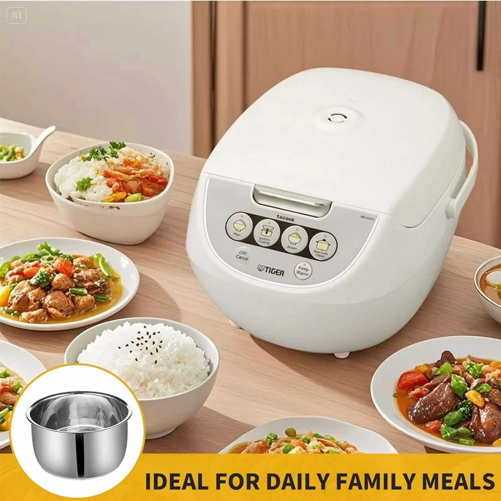 Replacement Rice Cooker 5.5 Cup Inner Pot Only Compatible with Tiger JBV-A10U Inner Pot, 304 Stainless Steel Inner Bowl, Durable Pots for Multi-Cookers, Easy to Clean and Dishwasher Safe