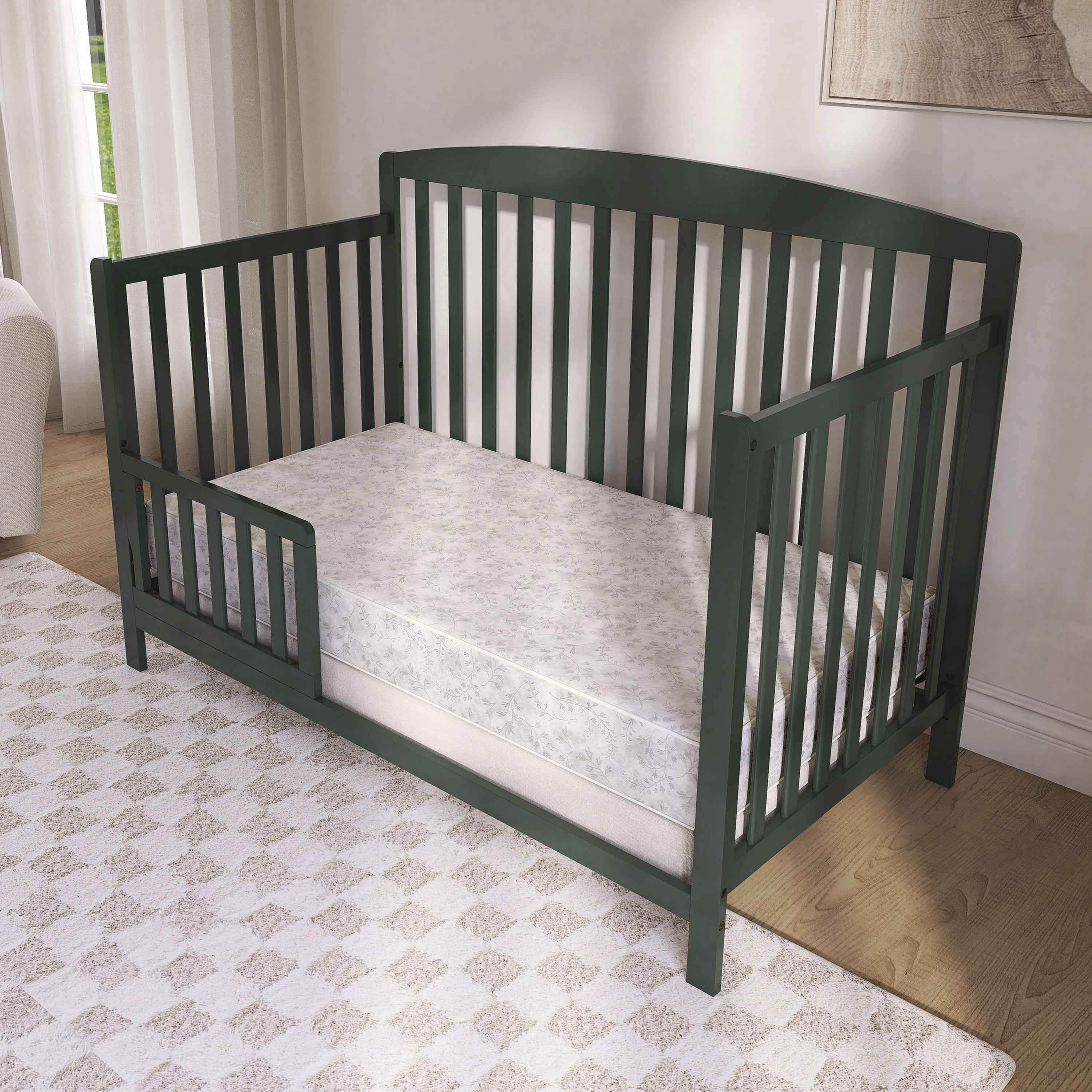 Dream On Me Nirvana 6” 96-Coil Inner Spring Crib & Toddler Mattress | Waterproof Vinyl Cover | Greenguard Gold Certified |10-Year Manufacturer Warranty | Grey Leaf