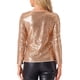 thumbnail image 3 of INSPIRAR CHIC Blusa de fiesta de mujer con lentejuelas y brillo, cuello redondo, manga larga, talla XL, dorado, 3 of 5