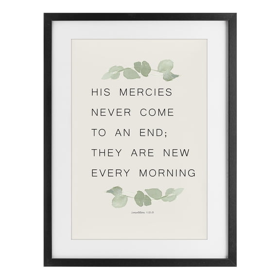 Stupell Industries Mercies New Every Morning Black Framed Print Under Glass, design by Lucille Price