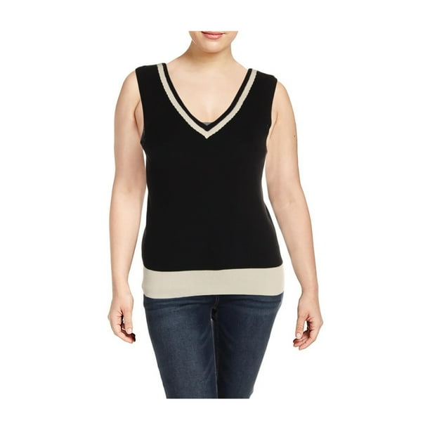 Chaleco festoneado Anne Klein para mujer negro mediano