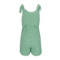 thumbnail image 6 of Lenpel Women's Rompers Summer Plaid Tie Knot Strap Scoop Neck Wide Leg Sleeveless Short Jumpsuits Casual Loose Overalls, 6 of 7
