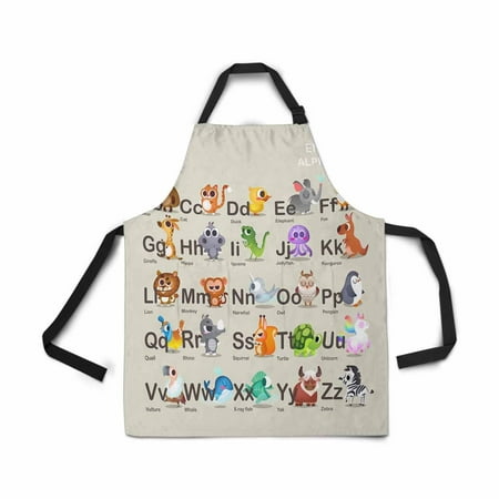 

ASHLEIGH Adjustable Bib Apron for Women Men Girls Chef with Pockets Funny Characters ABC Alphabet Novelty Kitchen Apron for Cooking Baking Gardening Pet Grooming Cleaning