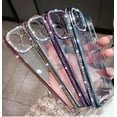 thumbnail image 6 of Compatible with iPhone 14 Pro Max Case with Luxury Bling Diamond Camera Lens Protector,Cute Luxury Glitter Plating Rhinestones Soft Bumper Design Clear Phone Case for Women Girls (Blue), 6 of 6