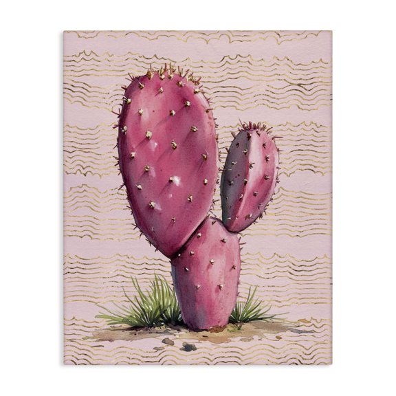 Stupell Industries Bohemian Pink Prickly Pear Cactus Canvas Art, 16 x 20, by Lettered and Lined
