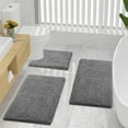 thumbnail image 7 of Smiry Chenille U-Shaped Toilet Bathroom Rugs, Soft Absorbent Non-Slip Contoured Carpet, Machine Washable Bathroom Mats, 20"X24", Light Gray, 7 of 7