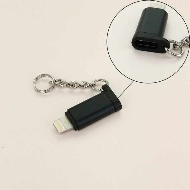 USB Micro B female to 8Pin Lightning Male Adapter with Keychain For