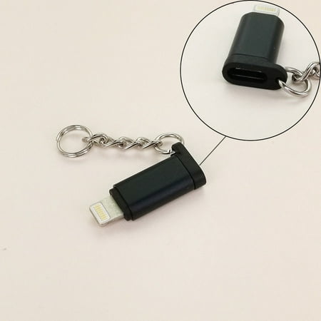 USB Micro B female to 8-Pin Lightning Male Adapter with Keychain For iPhone 6 7