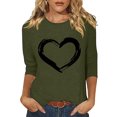 thumbnail image 1 of Plebaso Hauts Cœur pour Femmes Manches 3/4 Col Rond T-Shirts Graphiques Mignons Imprimés Blouses Décontractées pour Femmes, 1 of 6