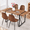 Dark Wood Table+4 Brown Chairs, variant on JUFU 7 Piece 55'' Wood Dining Table Set with 6 Brown Fabric Chairs, Modern Kitchen Table for Dining Room