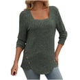 thumbnail image 1 of MeetoTime Fall Long Sleeve Ribbed Tunic Tops for Women Stretch Slim Square Neck Knit Sweater Pullover, 1 of 1