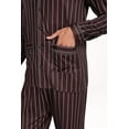thumbnail image 5 of Aiyino Men's Silk Satin Pajama Set Striped Long Sleeve Button Down Classic Sleepwear Loungewear with Front Pocket, 5 of 8