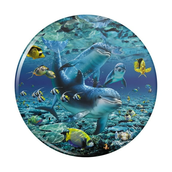 Coral Reef Diving Dolphin Pals Diving Kitchen Refrigerator Locker Button Magnet