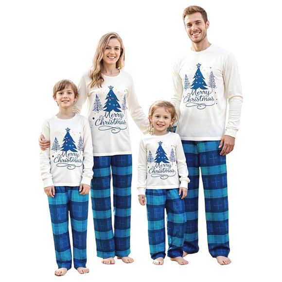 Zhanying Matching Christmas Pajamas for Family Of 3 2-Piece Sleepwear Pjs for Couples Family Jammies Holiday Pajamas for Family Matching Pajamas for Couples Longsleeve Cozy Sleepwear Pjs White