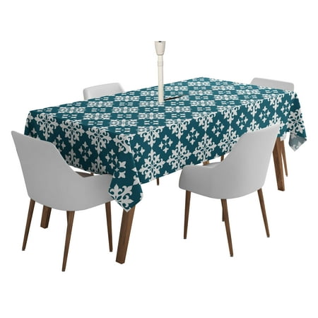 

Vargottam Indoor/OutdoorTablecloth58x58 Inch SquareTablecloth with Umbrella Hole and Zip- Waterproof PatioTableCloths- TableCovers for Backyard RectangularTable- Teal Green