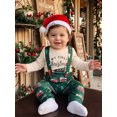 thumbnail image 3 of Cjfdfy Newborn Baby Boy Christmas Outfit Red Truck Tree Print Long Sleeve Romper And Print Overalls And Santa Hat 3Pcs Infant Cute My First Christmas Fall Winter Clothes 0-18M, 3 of 9