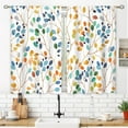 thumbnail image 3 of Colorful Leaf Floral Small Kitchen Curtains Leaf Botanical Window Treatment Flower Autumn Cafe Short Window Curtains for Bathroom Dining Room Botanical Fall Tier Treatment Drapes 26x36 inch, 3 of 6