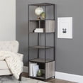 thumbnail image 3 of 70" Metal and Wood Tower - Grey Wash, 3 of 5