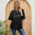 thumbnail image 4 of Xmyrz T Shirts For Women Graphic Short Sleeve Letter Print Baggy Recreation Simplistic Outdoor Casual Tops Casual Blouses, 4 of 7