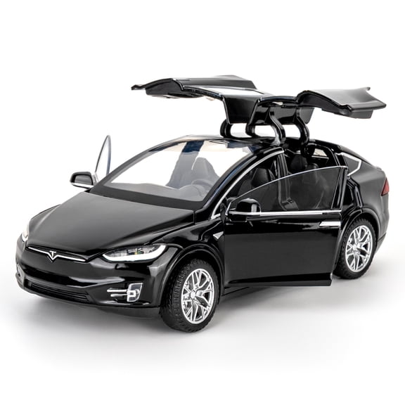 Play Vehicle Toy Car Model X, BDTCTK Diecast Pull Back Car Toys Alloy Vehicles with Lights and Sound 1:32 Scale Model Car (Black)