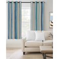 thumbnail image 2 of Vintage Blue Teal Striped Blackout Curtains for Bedroom/Living Room, Thermal Insulated Kitchen Curtains, Farmhouse Stripes Retro Art Grommet Darkening Window Treatment Drapes 52"x84"x2, 2 of 8