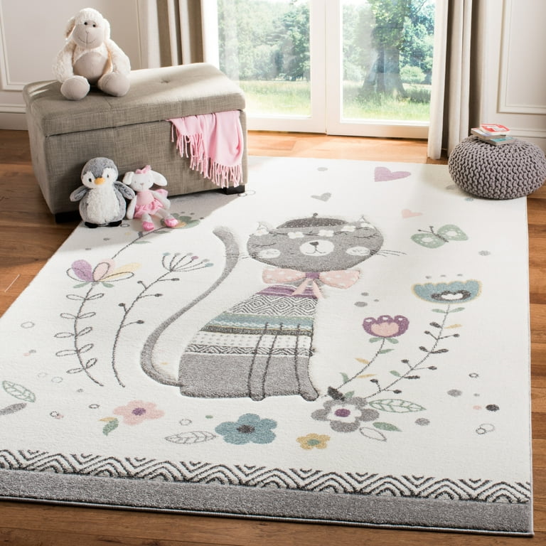 Safavieh Carousel Kids Kitty 5 x 5 Ivory/Pink Square Indoor Kids Area Rug Safavieh Carousel Kids Kitty 5 x 5 Ivory/Pink Square Indoor Kids Area Rug