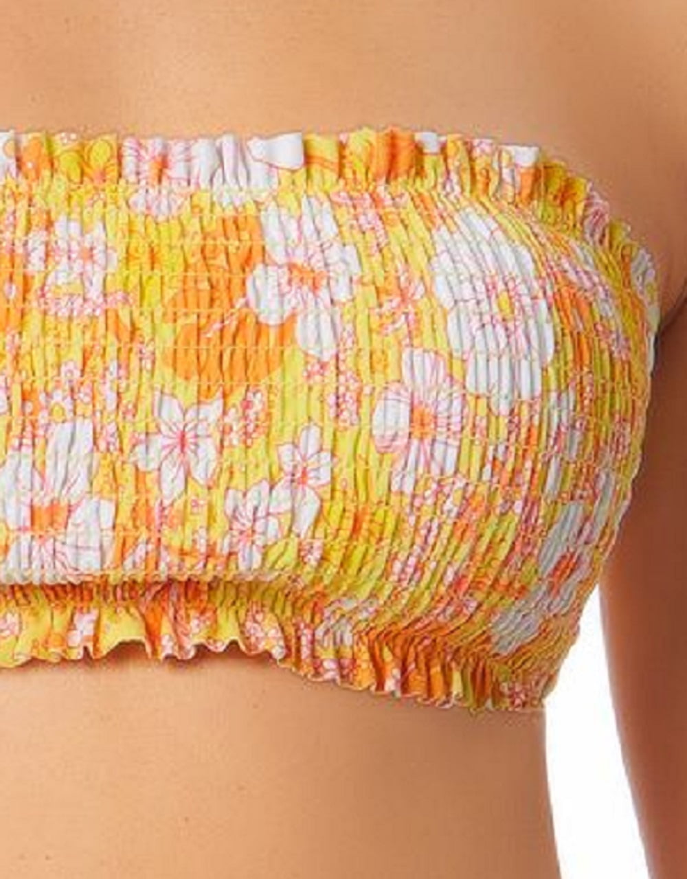smocked bandeau swimsuit