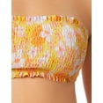 thumbnail image 3 of California Waves Junior's Printed Smocked Bandeau Bikini Top Swimsuit Yellow Size Medium, 3 of 3