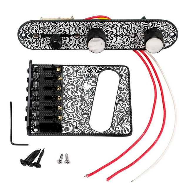 Tallado De Metal Conjunto De Ranuras De Pastilla De Puente De Silla De Para Los Reemplazos De Guitarra De Fernsehsender, Negro