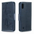 thumbnail image 3 of Allytech Galaxy A10 Case, Slim Fit PU Leather Folio Butterfly Embossed Shockproof Wrist Hand Strap Flip Cards Holder Wallet Case TPU Back Cover for Samsung Galaxy A10, Blue, 3 of 8